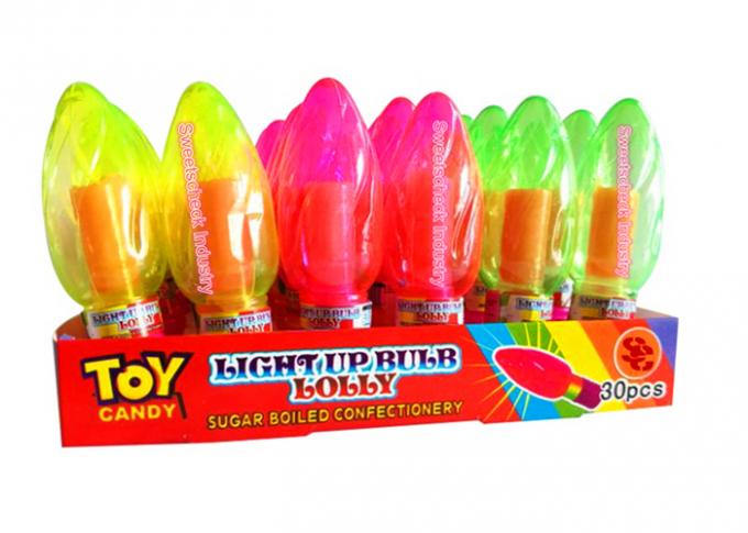 Φως παιδιών επάνω στη γεύση φραουλών Lollipop μορφής βολβών βιομηχανιών ζαχαρωδών προϊόντων καραμελών